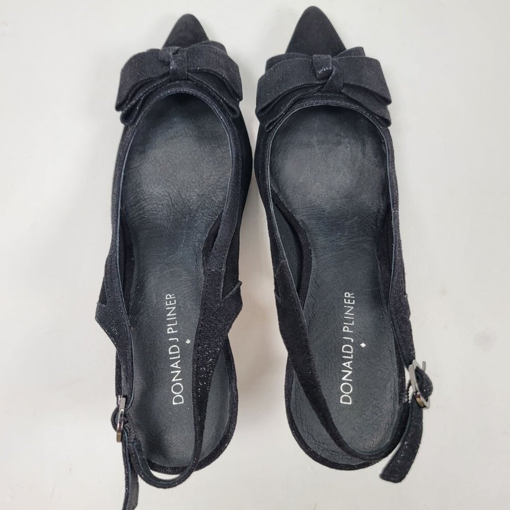 Donald J Pliner Women's Black Suede Bow Dorsay Pumps US Size 8M - Picture 7 of 10